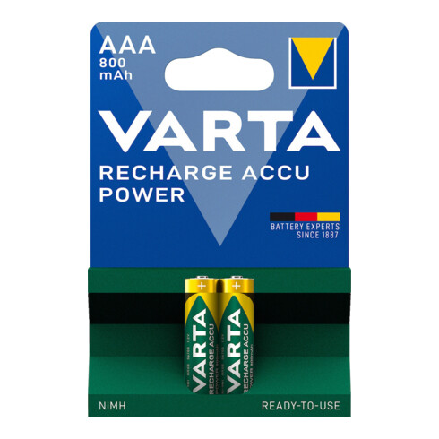 Batterie d´accumulateur 1,2 V 800 mAh R03-AAA-Micro HR03 2 2pces/blister VARTA