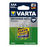 Batterie d´accumulateur 1,2 V 1000 mAh R03-AAA-Micro HR03 2 2pces/blister VARTA