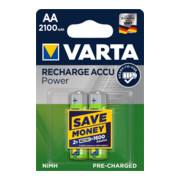 Batterie d´accumulateur 1,2 V 2100 mAh R6-AA-Mignon HR6 2 2pces/blister VARTA