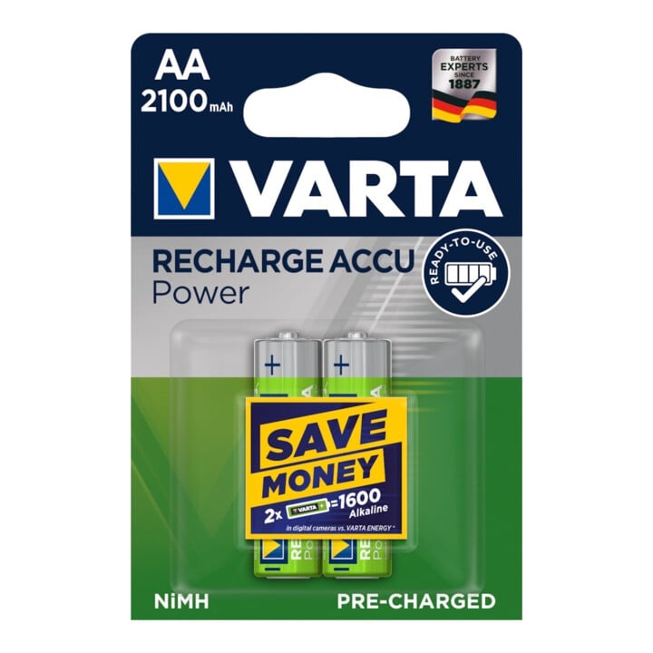 Batterie d´accumulateur 1,2 V 2100 mAh R6-AA-Mignon HR6 2 2pces/blister VARTA