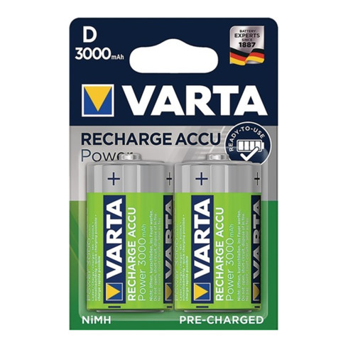 Batterie d´accumulateur 1,2 V 3000 mAh R20-D-Mono HR20 2 2pces/blister VARTA