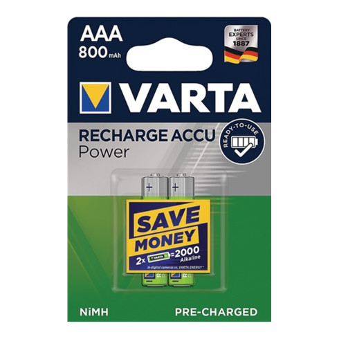 Batterie d´accumulateur 1,2 V 800 mAh R03-AAA-Micro HR03 2 2pces/blister VARTA