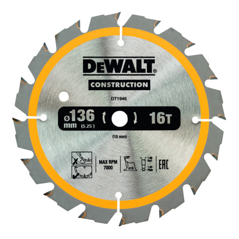 Batterie de scie circulaire DEWALT 136/10 mm 16WZ DT1946-QZ