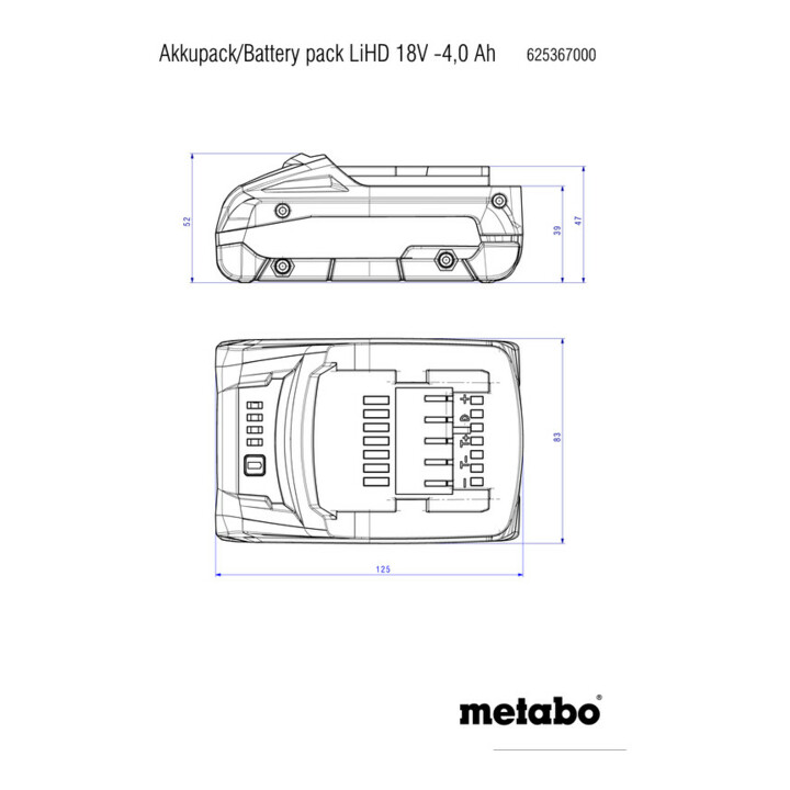Batterie LiHD 18 V - 4,0 Ah metabo