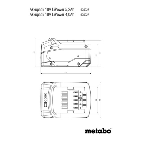 Batterie Metabo Li-Power 18V 4,0 Ah