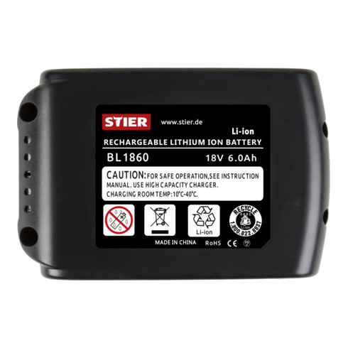 Batterie STIER pour Makita type BL1860 6,0 Ah 18V