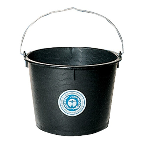 Baueimer 12l m.Kreuzboden schwarz Recycling-Kunststoff