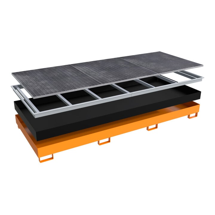Bauer Südlohn Bac à étagère avec insert PE RW-GR 3300-2 PE, peint, orange jaune
