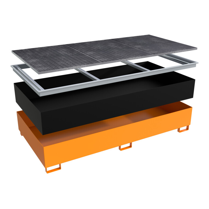 Bauer Südlohn Bac de rayonnage avec insert PE RW-GR 2700-3 PE, peint, orange jaune