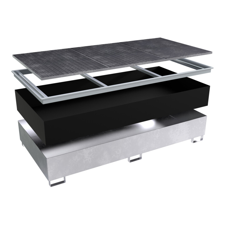 Bauer Südlohn Bac de rétention avec insert PE RW-GR 2700-3 PE, galvanisé à chaud