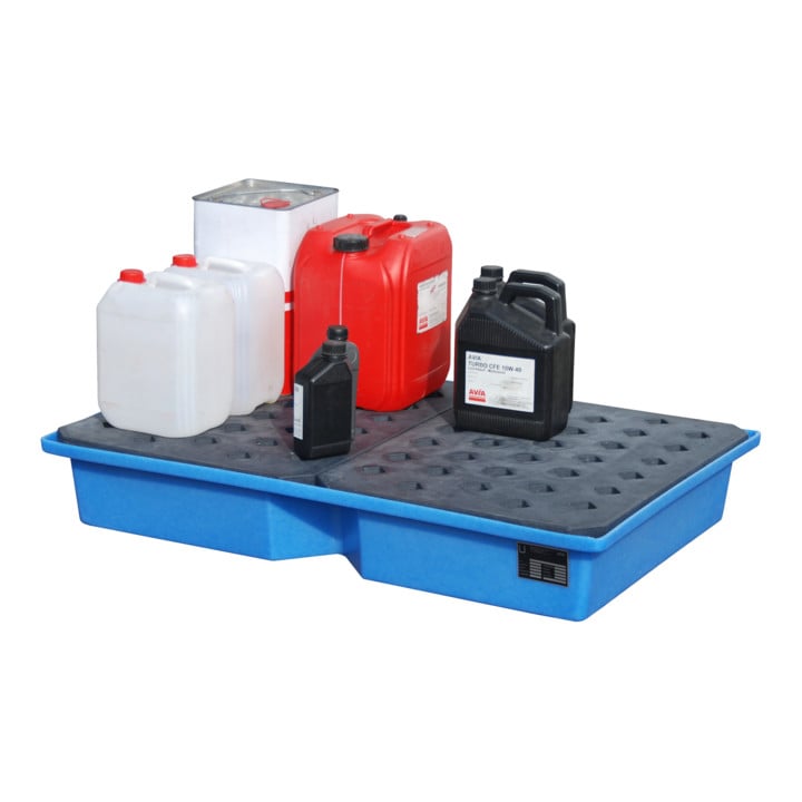 Bauer Südlohn Bac de rétention GREEN-LINE PE pour palettes KWP-P 100, polyéthylène robuste, bleu