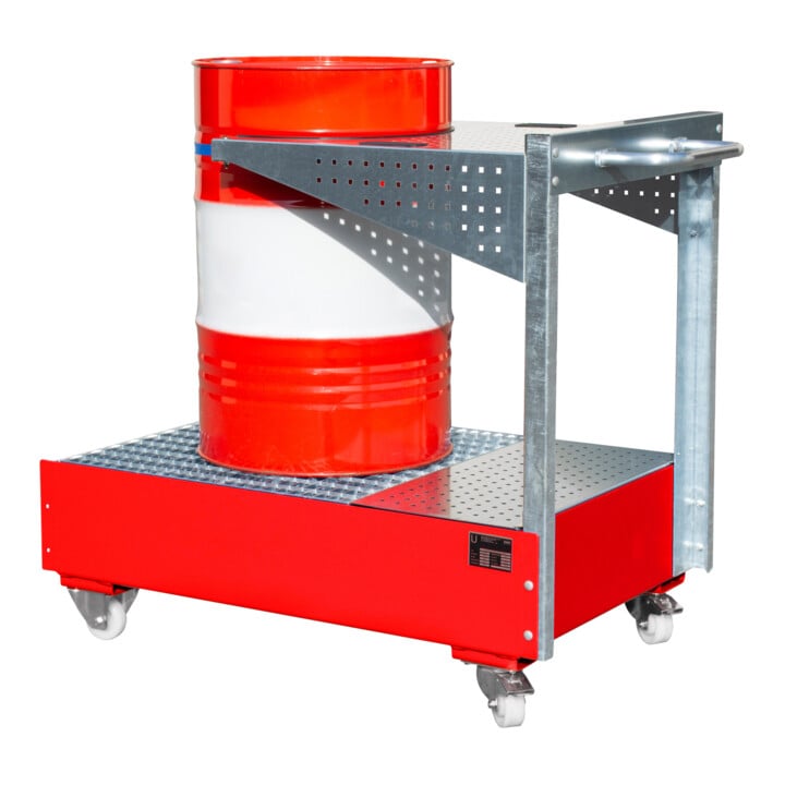 Bauer Südlohn Bac de rétention mobile avec paroi perforée LPW 200-4, peint, rouge feu