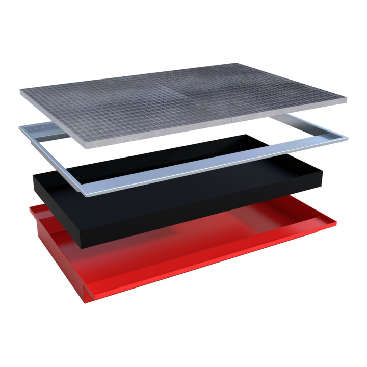 Bauer Südlohn Bac suspendu avec insert PE EHW 1800 PE, peint, rouge feu