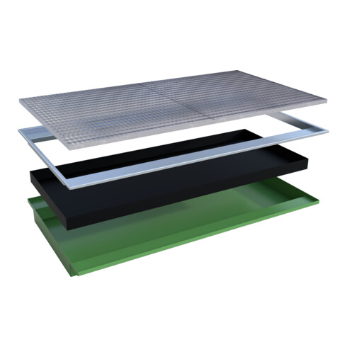 Bauer Südlohn Bac suspendu avec insert PE EHW 2200 PE, peint, vert réséda