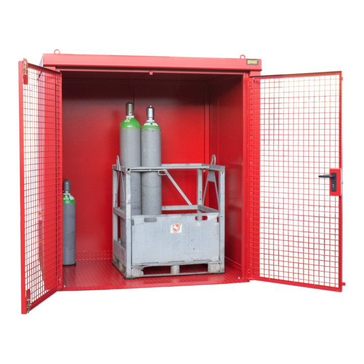 Bauer Südlohn Conteneur pour bouteilles de gaz GFC-B M2, peint, rouge feu