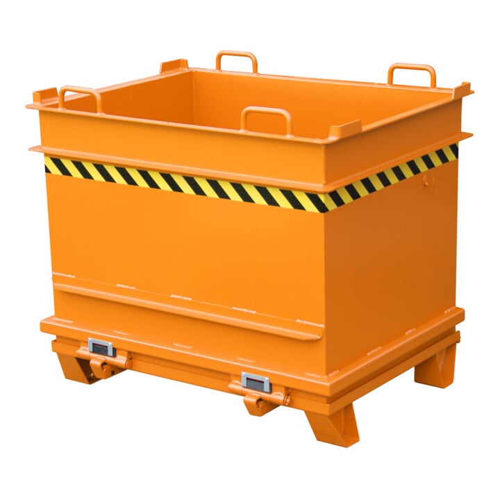 Bauer Südlohn Baustoffcontainer BC 1000 (Steinklammer-Entriegelung), lackiert, Gelborange