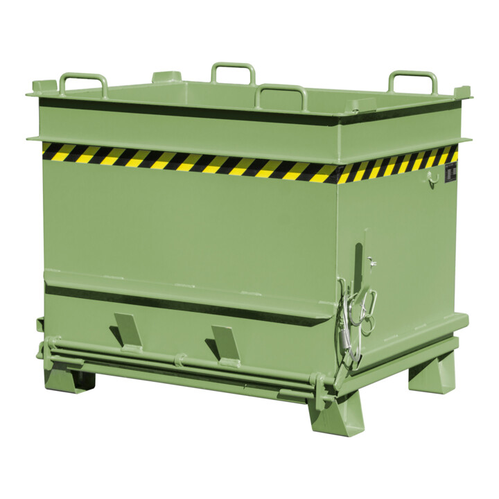 Bauer Südlohn Baustoffcontainer BC 1000 (Steinklammer-Entriegelung), lackiert, Resedagrün
