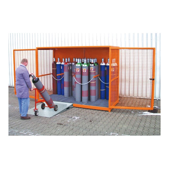 Bauer Südlohn Gasflaschen-Container GFC-1 (Gitterrostboden), lackiert, Gelborange