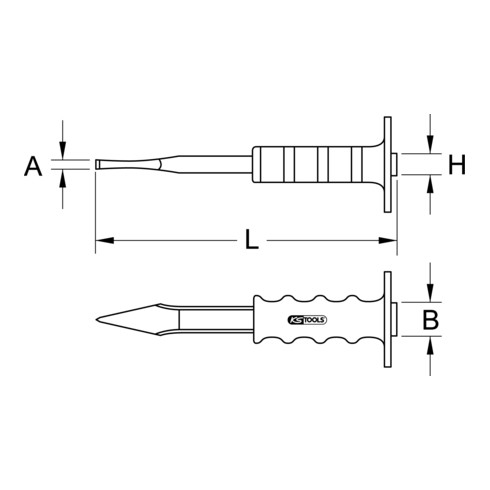 KS Tools Burin cruciforme avec poignée de protection pour les mains, ovale plat