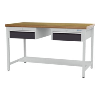 Bedrunka+Hirth Arbeits- und Werktisch R18-24 Breite 1500 mm mit Hängeschubladenblock