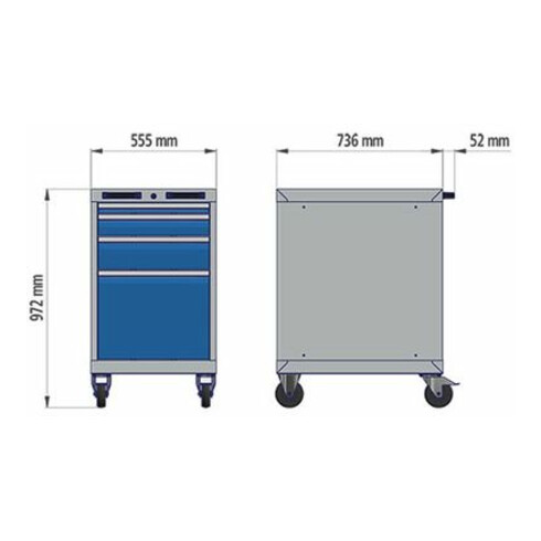 Bedrunka+Hirth Armoire à tiroirs CNC T736 R 18-24 mobile avec 4 tiroirs