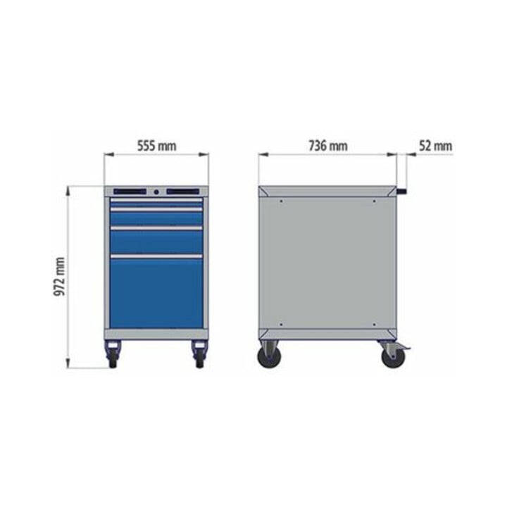 Bedrunka+Hirth Armoire à tiroirs CNC T736 R 18-24 mobile avec 4 tiroirs