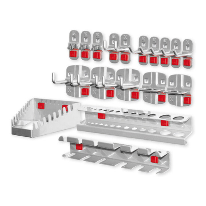 Bedrunka+Hirth Assortiment de crochets 18 pièces compatible avec panneau perforé