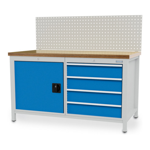 Bedrunka+Hirth Établi avec caisson 1500 R 24-24 avec 4 tiroirs LxPxH 1500x750x959 mm