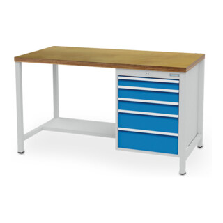 Bedrunka+Hirth Établi avec caisson Série 1500/500 R 18-24 avec 5 tiroirs LxPxH 1500x750x959 mm