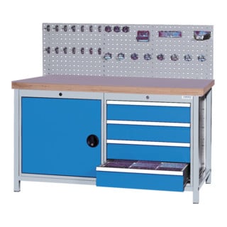 Bedrunka+Hirth Établi coffret 1500 avec 4 tiroirs hauteur de façade 150 mm et 1 porte battante 600 mm