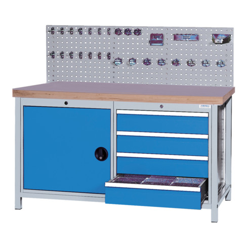 Bedrunka+Hirth Établi coffret 1500 avec 4 tiroirs hauteur de façade 150 mm et 1 porte battante 600 mm
