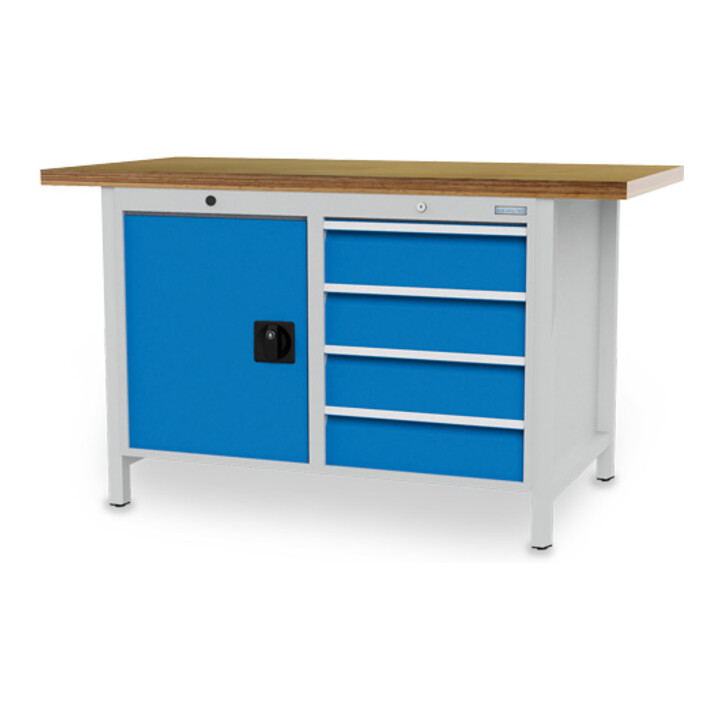 Bedrunka+Hirth Établi série 1500/500 avec 4 tiroirs L×P×H 1500x750x959 mm