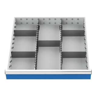 Bedrunka+Hirth Insert de tiroir Série 700, rails centraux avec cloisons pour 150 mm, 2,3 kg