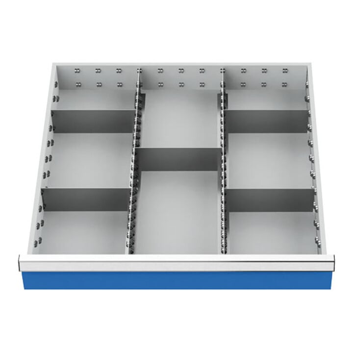 Bedrunka+Hirth Insert de tiroir Série 700, rails centraux avec cloisons pour 150 mm, 2,3 kg