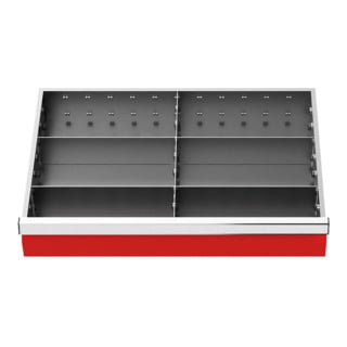 Bedrunka+Hirth Insert de tiroir Série T500-6 rails centraux avec 4 cloisons séparatrices