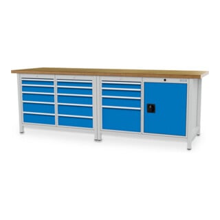 Bedrunka+Hirth Kastenwerkbank R 18-24 Tiefe 750 mm 14 Schubladen 1 Flügeltür