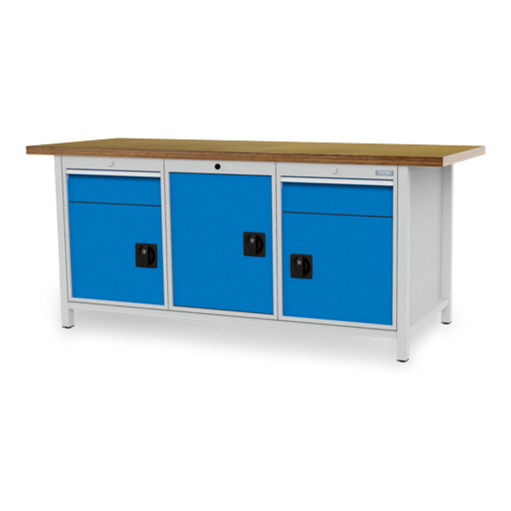 Bedrunka+Hirth Kastenwerkbank R 18-24 Tiefe 750 mm 2 Schubladen 2 Flügeltüren