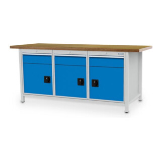 Bedrunka+Hirth Kastenwerkbank R 18-24 Tiefe 750 mm 3 Schubladen 3 Flügeltüren