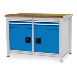Bedrunka+Hirth Kastenwerkbank R 18-24 Tiefe 750 mm 4 Schubladen 2 Flügeltüren