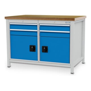 Bedrunka+Hirth Kastenwerkbank R 18-24 Tiefe 750 mm 4 Schubladen 2 Flügeltüren