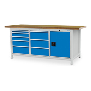 Bedrunka+Hirth Kastenwerkbank R 18-24 Tiefe 750 mm 8 Schubladen 1 Flügeltür