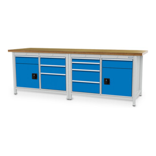 Bedrunka+Hirth Kastenwerkbank R 18-24 Tiefe 750 mm 9 Schubladen 2 Flügeltüren