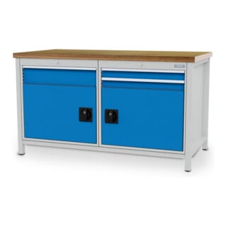 Bedrunka+Hirth Kastenwerkbank R 24-24 Tiefe 750 mm 3 Schubladen 2 Flügeltüren