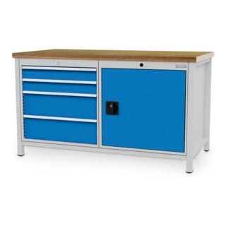 Bedrunka+Hirth Kastenwerkbank R 24-24 Tiefe 750 mm 4 Schubladen 1 Flügeltür
