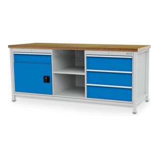Bedrunka+Hirth Kastenwerkbank R 24-24 Tiefe 750 mm 4 Schubladen 1 Flügeltür