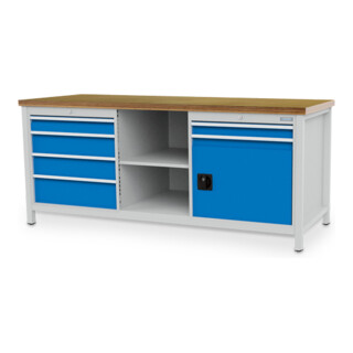 Bedrunka+Hirth Kastenwerkbank R 24-24 Tiefe 750 mm 6 Schubladen 1 Flügeltür