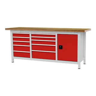 Bedrunka+Hirth Kastenwerkbank Tiefe 600mm R 18-16 und R 24-16 Schubladen 10 Flügeltüre 1 Fachboden