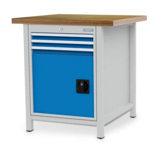 Bedrunka+Hirth Kastenwerkbank Tiefe 750 mm R 18-24 3 Schubladen 1 Flügeltür