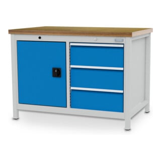 Bedrunka+Hirth Kastenwerkbank Tiefe 750 mm R 18-24 3 Schubladen 1 Flügeltür