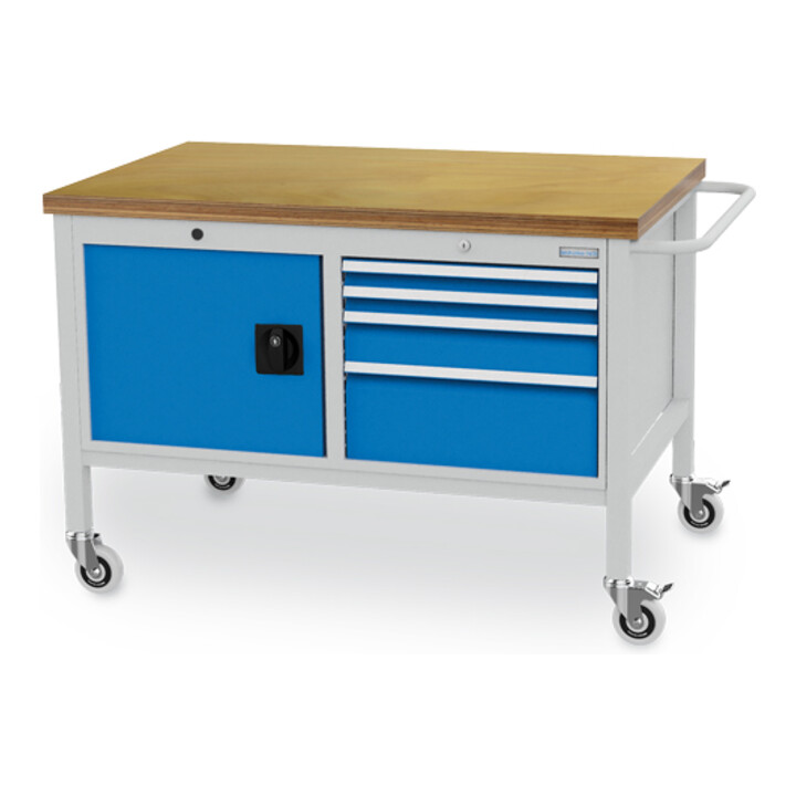 Bedrunka+Hirth Mobile Werkbank Tiefe 750mm R 18-24 4 Schubladen 1 Flügeltür